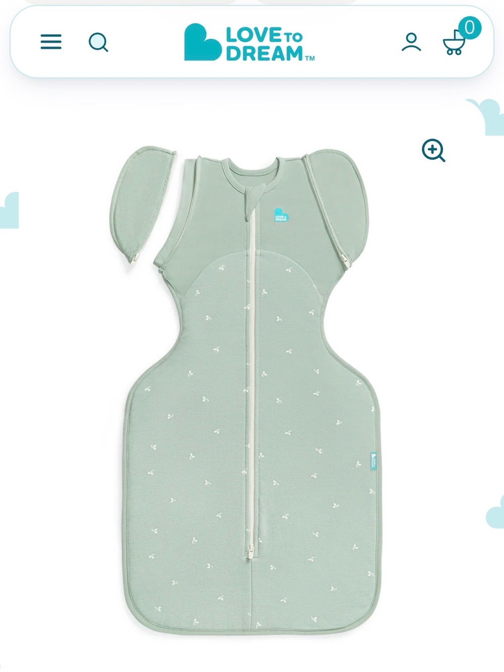 Love to Dream Sage Green Swaddle Sleep Sack with Winged Arms